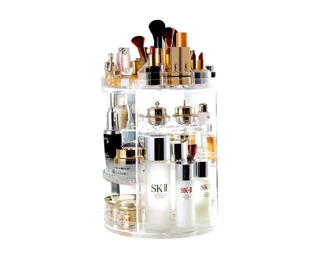 360 Rotating Acrylic Makeup Organiser Cosmetics Brush Holder - Clear