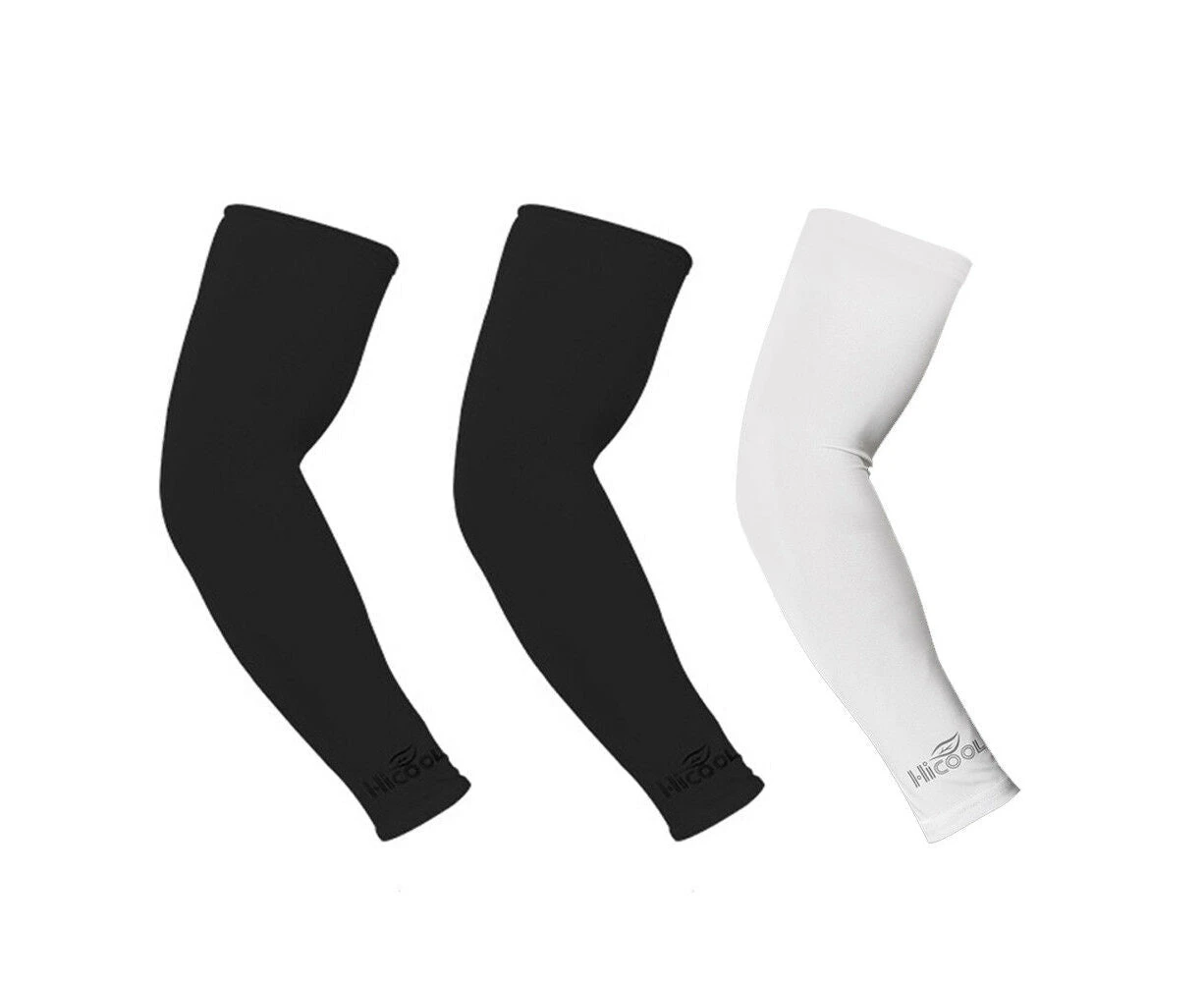 3 Pairs Cooling Sport Arm Sleeves Compression Protection Cover - Black 2 / White 1