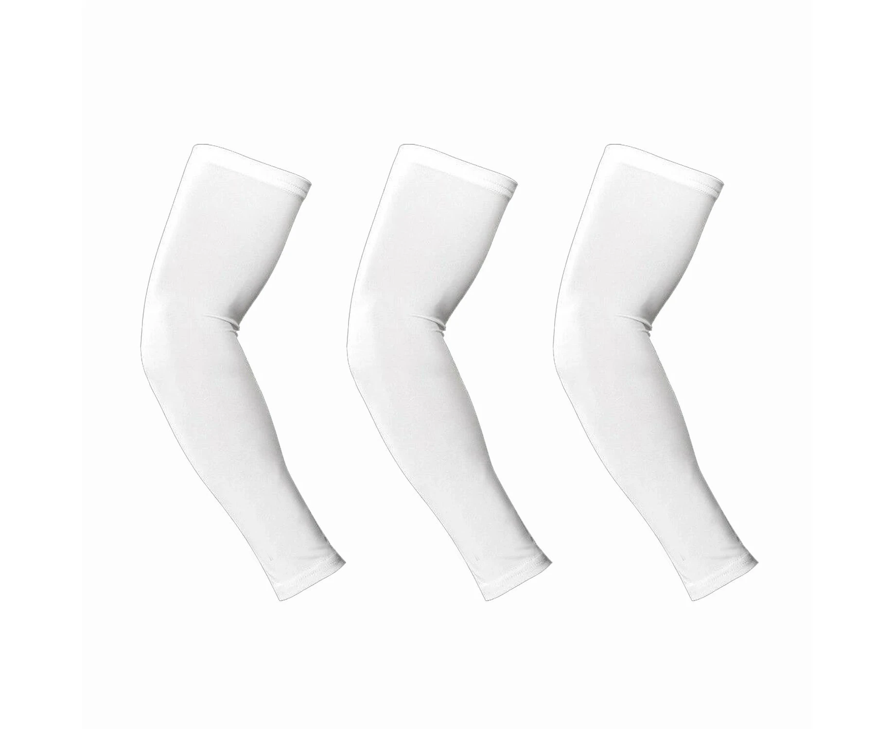 3 Pairs Cooling Sport Arm Sleeves Compression Protection Cover - White