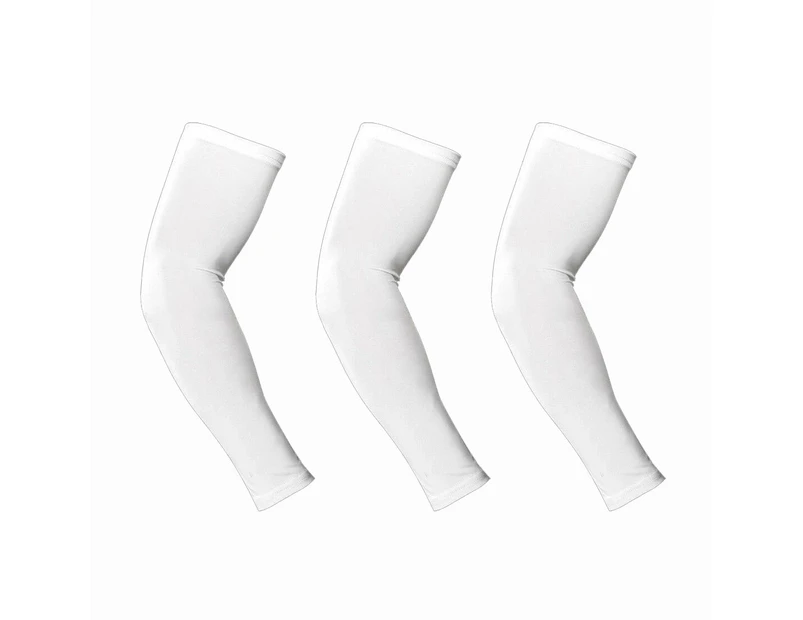 3 Pairs Cooling Sport Arm Sleeves Compression Protection Cover - White