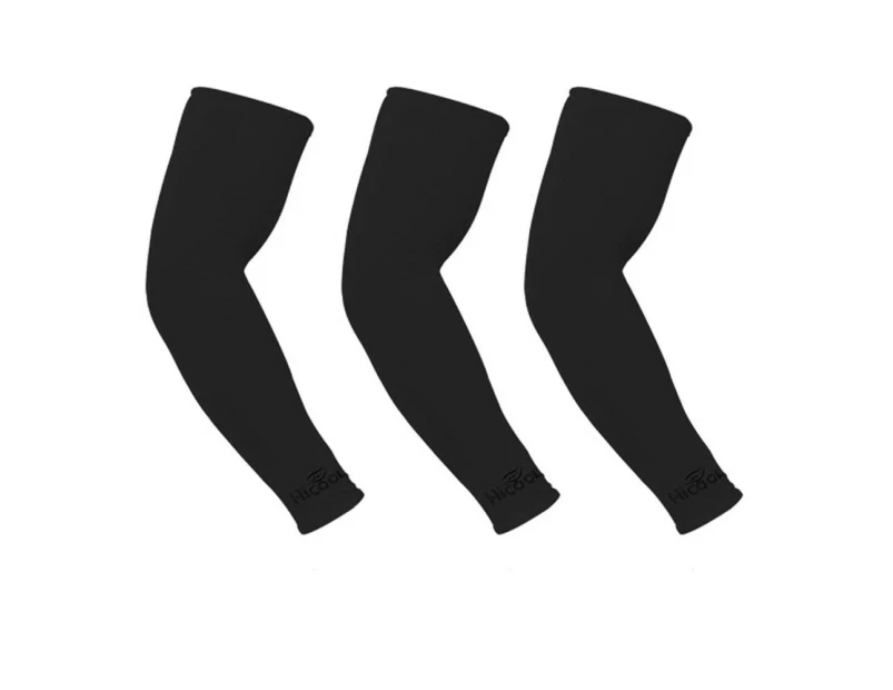 3 Pairs Cooling Sport Arm Sleeves Compression Protection Cover - Black