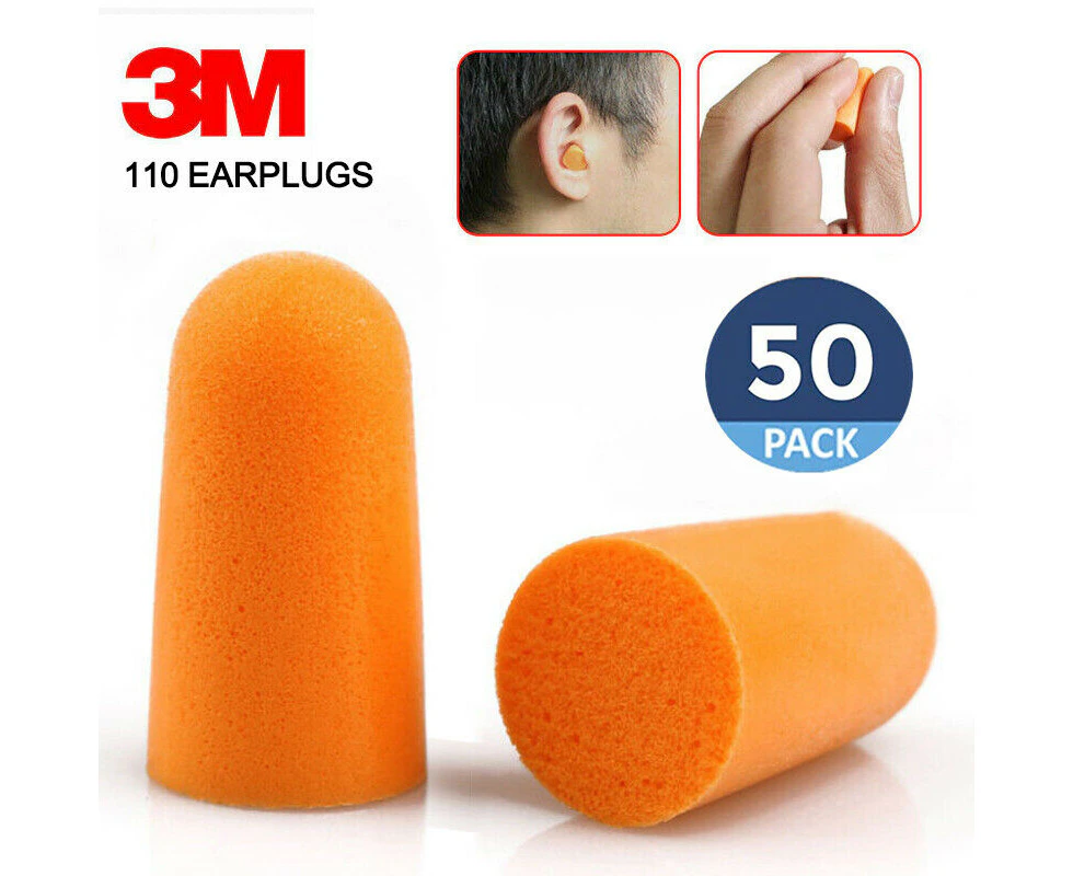 50 Pairs 3M 1100 Disposable Ear Plug Foam Noise Reducer