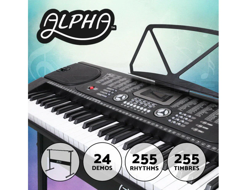 Alpha 61 Keys Electronic Piano Keyboard LED Electric Holder Music Stand Adaptor