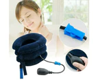 Air Inflatable Pillow Cervical Neck Head Pain Traction Support Brace Device - Dark Blue