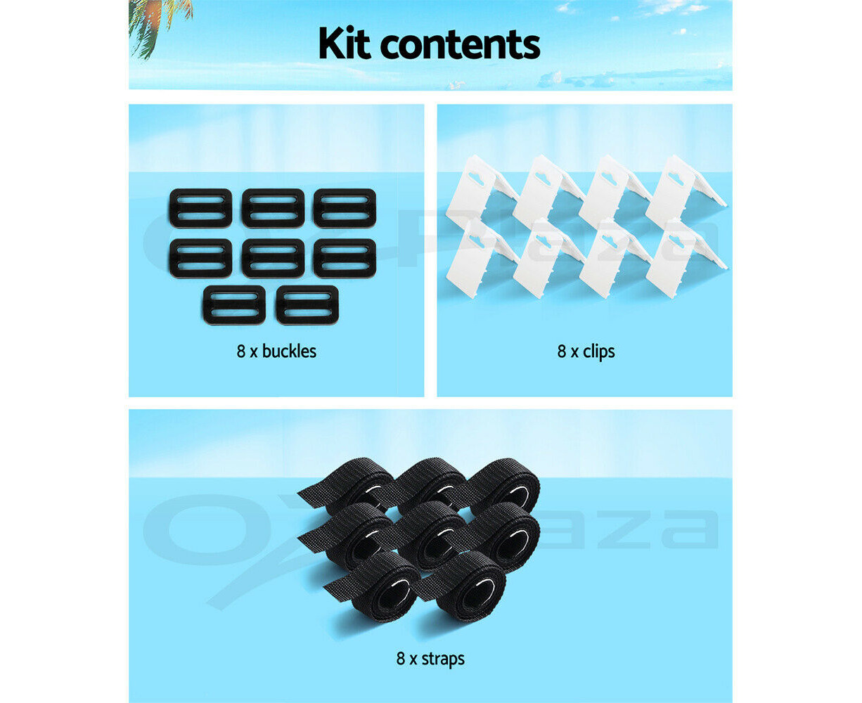 Pool Cover Roller Attachment Straps Kit 8PCS for Swimming Solar