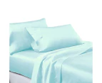 Aqua Ultra SOFT Art Silk Satin Sheet Flat Fitted Sheet Pillowcase Set 1000TC