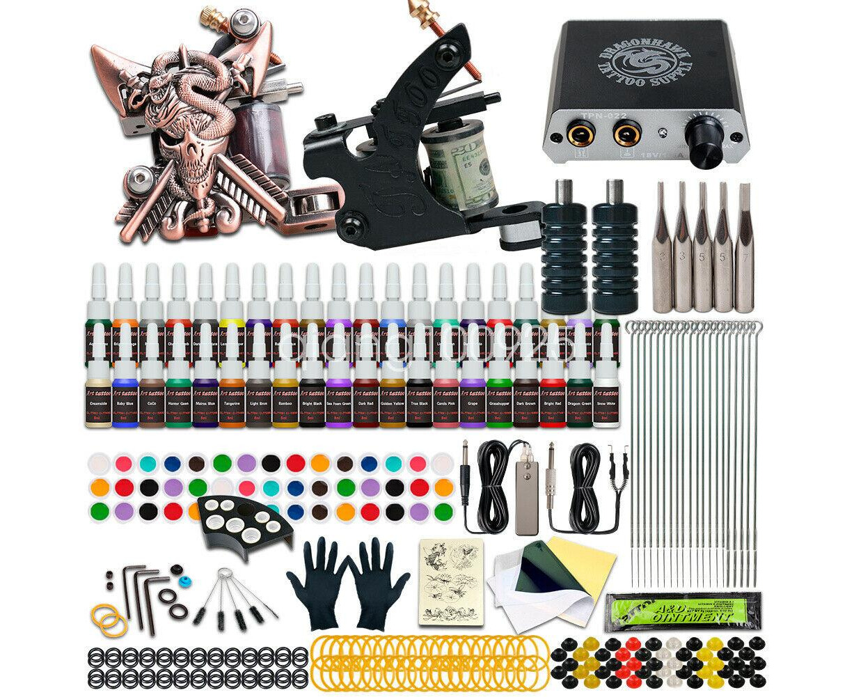 Wormhole Tattoo Kit Tattoo Pen Kit Rotary Tattoo Machine Kit with Power  Supply 10 Cartridge Needles