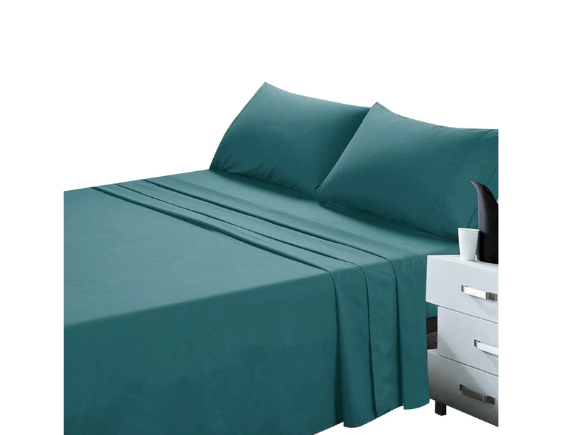 Biscay Blue 1000TC Soft 4pcs Pillowcase Flat Fitted Sheet Set Single/KS/Double/Queen/King