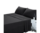 Black 1000TC Soft 4pcs Pillowcase Flat Fitted Sheet Set Single/KS/Double/Queen/King