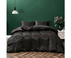 Black Silk Satin Pillowcase Quilt/Duvet Cover Set Single Double Queen King Bed