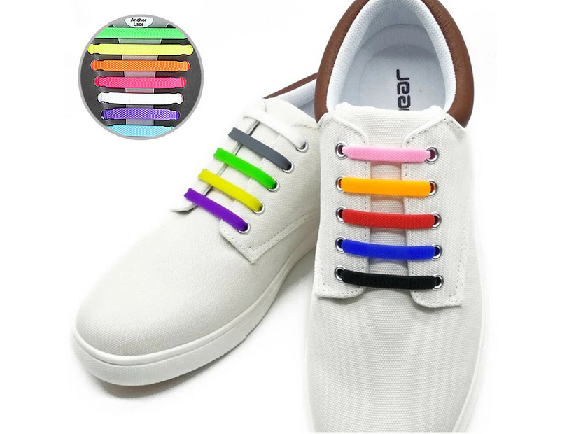 Easy Lazy No Tie Elastic Silicone Shoe Laces Cool Guy Sports Shoelaces Unisex - Adults Colourful