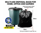 Heavy Duty 50PCE 76L Black Garbage Bin Liner & Garden Bags