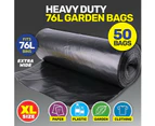 Heavy Duty 50PCE 76L Black Garbage Bin Liner & Garden Bags