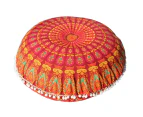 Large Mandala Floor Pillow Round Bohemian Meditation Cushion Cover Ottoman Pouf - Orange