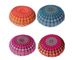 Large Mandala Floor Pillow Round Bohemian Meditation Cushion Cover Ottoman Pouf - Orange