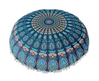 Large Mandala Floor Pillow Round Bohemian Meditation Cushion Cover Ottoman Pouf - Orange