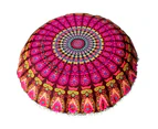 Large Mandala Floor Pillow Round Bohemian Meditation Cushion Cover Ottoman Pouf - Orange