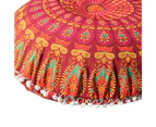 Large Mandala Floor Pillow Round Bohemian Meditation Cushion Cover Ottoman Pouf - Orange