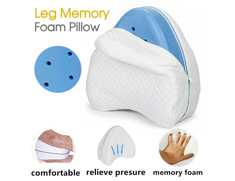 Memory Foam Leg Pillow Cushion Knee Support Pain Relief Washable Cover