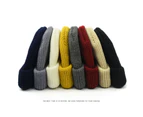 Men Women Knitted Beanie Hat Cap Warm Ribbed Winter Ski Fisherman Docker Hat - Wine Red