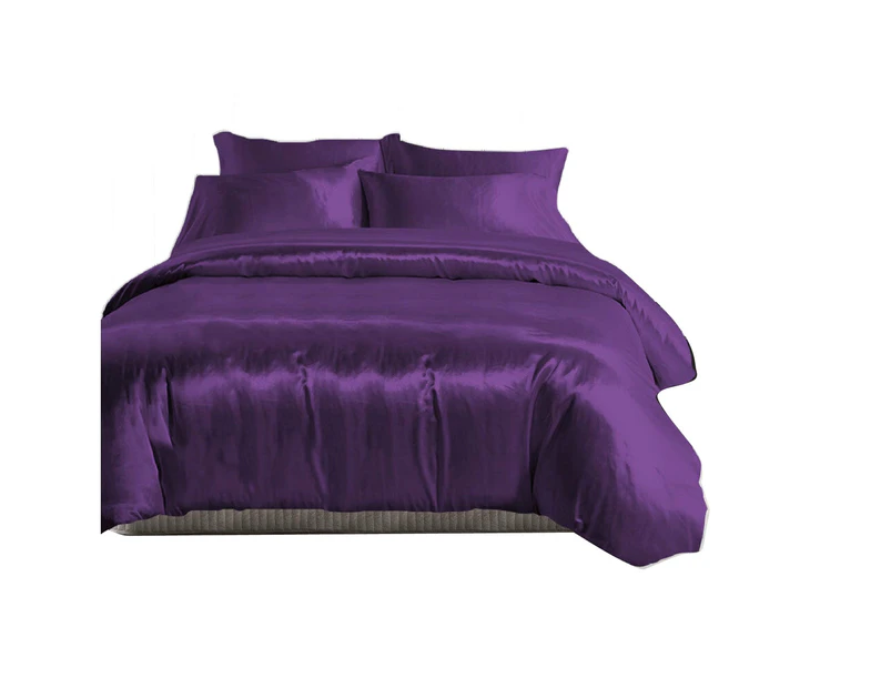 Purple 1000TC Silk Satin Single/KS/Double/Queen/King/SK Size Bed Quilt/Duvet Cover Set