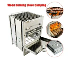 Portable BBQ Stove Folding Outdoor Picnic Camping Tool Steel Wood Burning Cooker