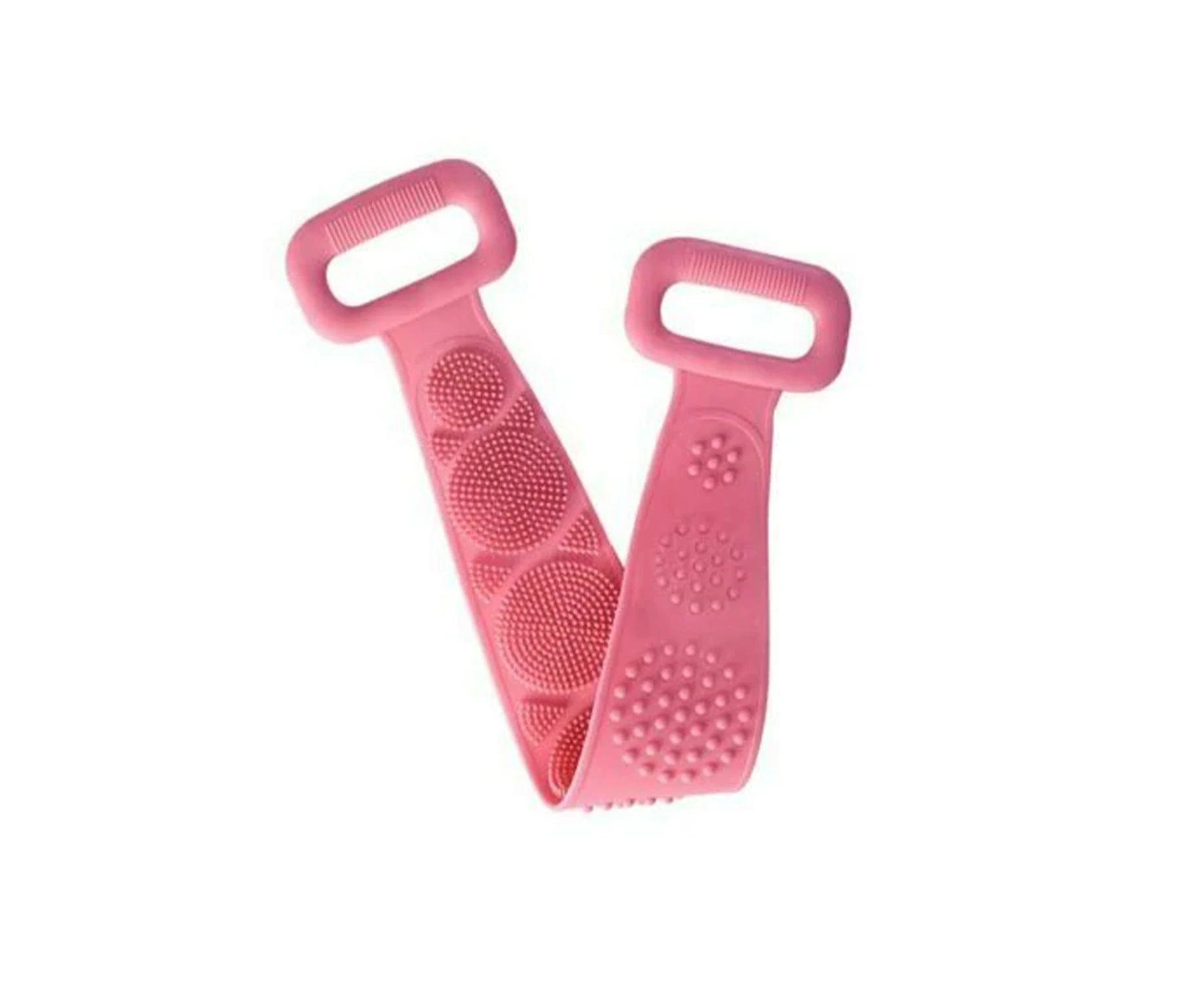 Silicone Back Scrubber Soft Loofa Bath Towel Scrub Belt Body Exfoliating Massage - PINK