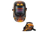 Solar Auto Darkening Welding Helmet ARC TIG MAG industrial Manufacturing - Flame Skull