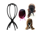 Stand Stable Wig Holder Durable Folding Hat Cap Display Tool Wig Hair - Black