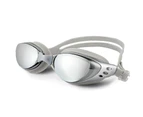 Swim Goggles Waterproof Anti-Fog UV Swimming Glasses Adult Adjustable - Silver