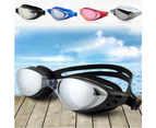 Swim Goggles Waterproof Anti-Fog UV Swimming Glasses Adult Adjustable - Silver