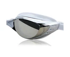 Swim Goggles Waterproof Anti-Fog UV Swimming Glasses Adult Adjustable - Silver