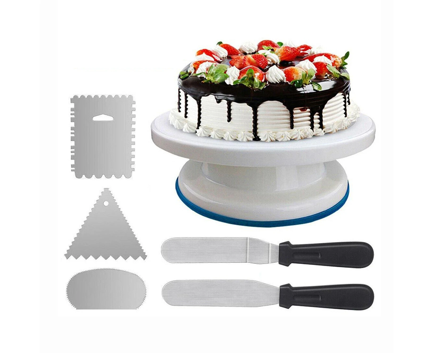 Up To 186Pcs Cake Decorating Kit Turntable Rotating Baking Flower Icing Piping Nozzles