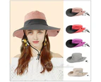 Sun Protective Hat Hiking Travel Beach Visor Ladies Summer Big Wide Brim Caps - PINK