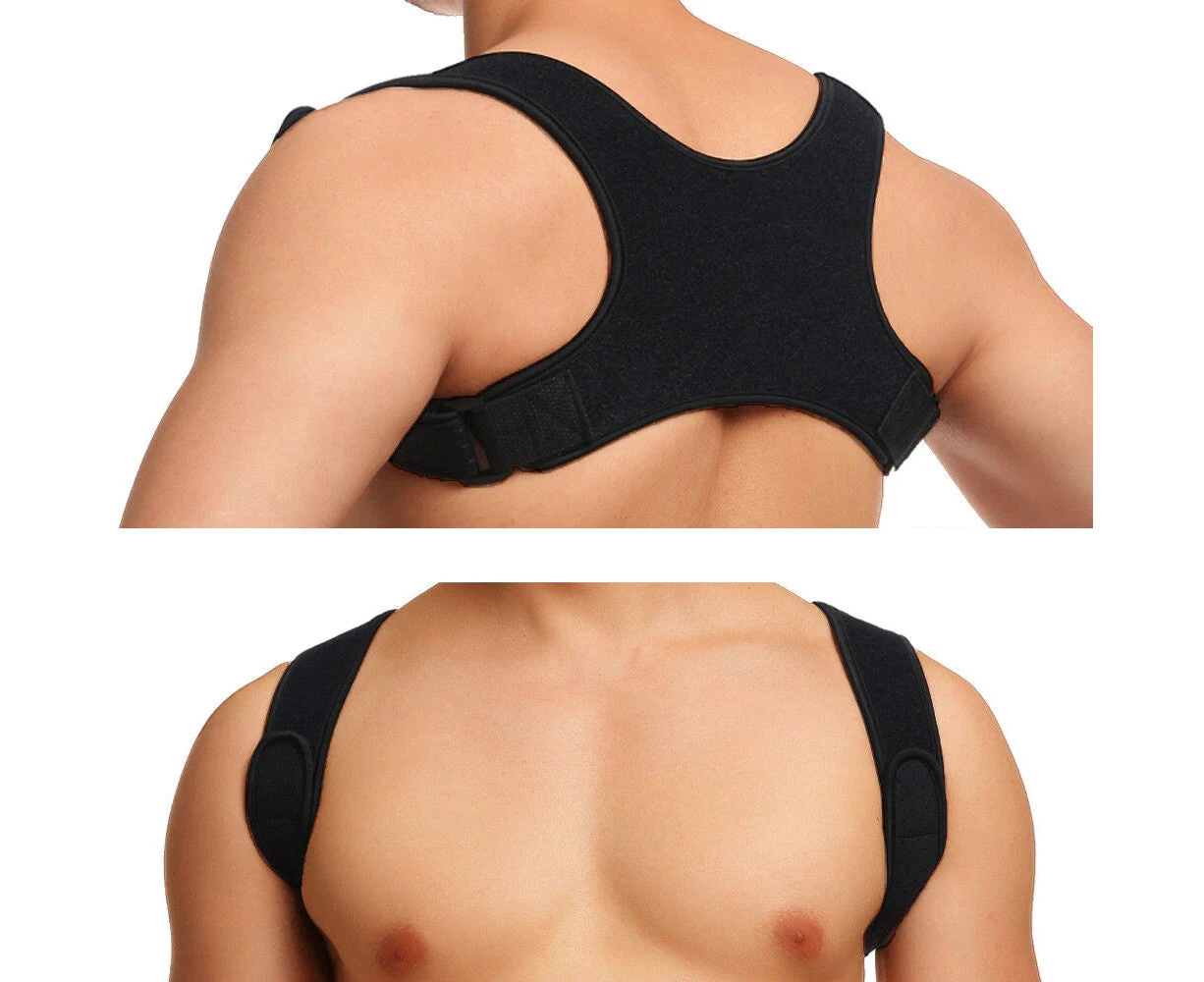 Women Men Shoulder Brace Back Support Strap Belt Adjustable - #1 X-shape Black