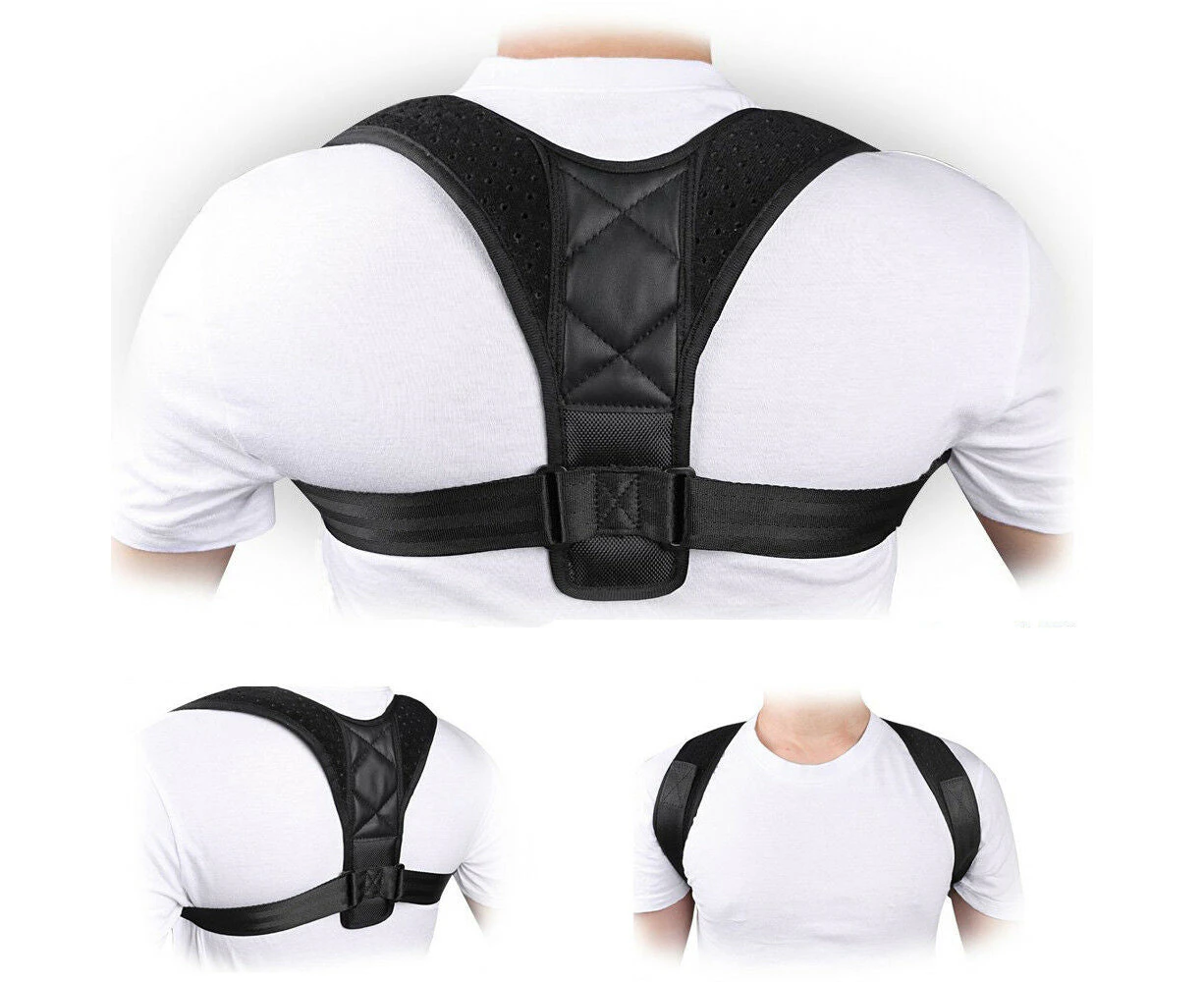 Women Men Shoulder Brace Back Support Strap Belt Adjustable - #2 Black