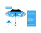 Windproof Upside Down Reverse Umbrella C-Handle Double Layer Inside-Out Inverted - 08-Lazuli