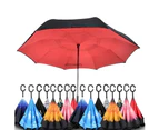 Windproof Upside Down Reverse Umbrella C-Handle Double Layer Inside-Out Inverted - 07-Star