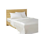 White 1800TC 4Pcs Silky Satin Pillowcase Flat Fitted Sheet Set Single D Queen King Bed