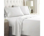 White 1000TC 4PCS Single/KS/Double/Queen/King Bed Flat Fitted Sheet Set Pillowcase