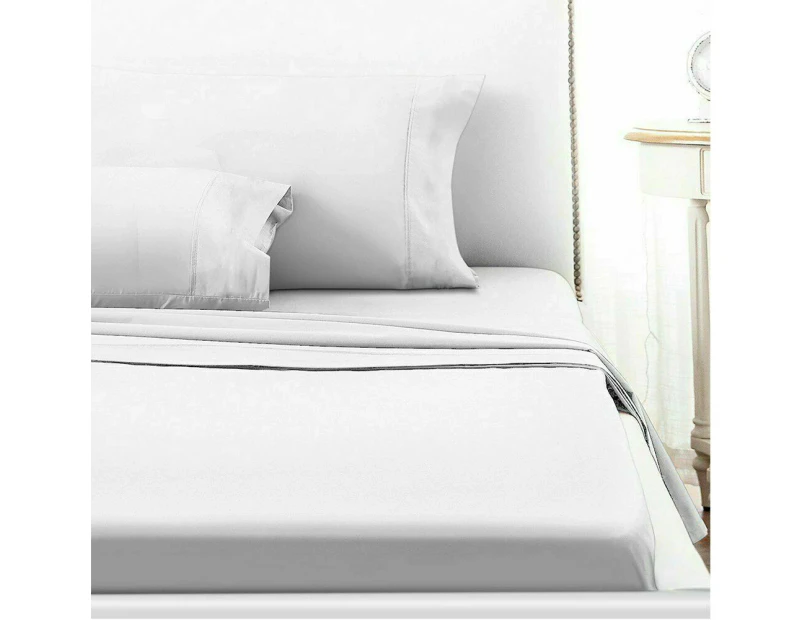 White 2000TC Ultra SOFT FLAT & FITTED Sheet Set Queen/King/Super Size