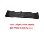 Women Ladies Faux Leather Wide Stretch Elastic Buckle Cinch Waist Wide Belt - Black