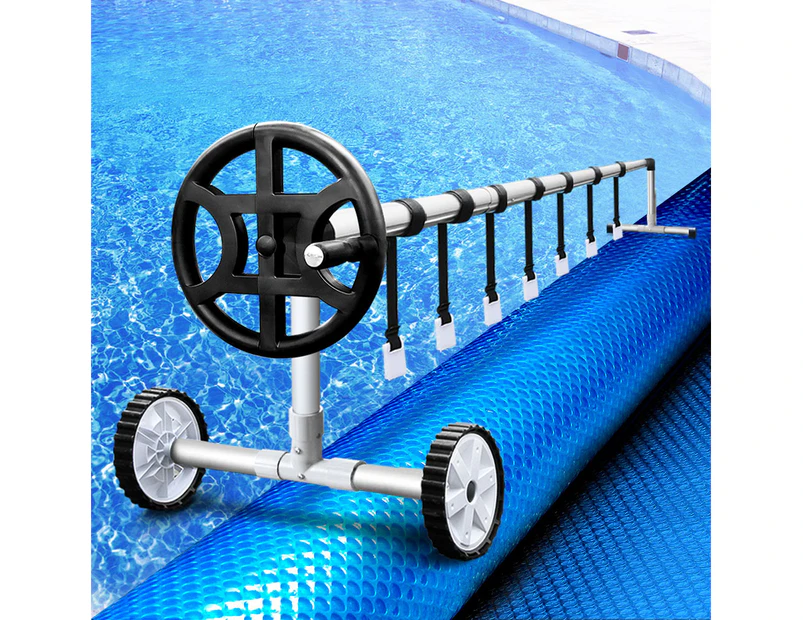 Aquabuddy Pool Cover 500 Micron 10x4m Blue Swimming Pool Solar Blanket 4m Roller