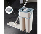 Flat Mop Bucket 360 Rotating Self Wash Cleaning Wet and Dry Pads 2 MOP Heads Set
