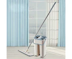 Flat Mop Bucket 360 Rotating Self Wash Cleaning Wet and Dry Pads 2 MOP Heads Set