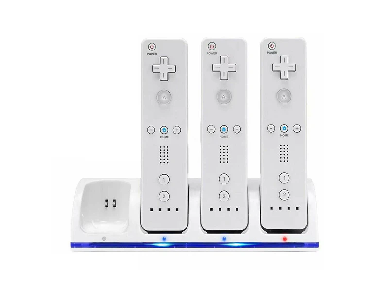 4PCS Rechargeable Battery Pack Charger Dock Station For Wii Remote Controller