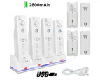 4PCS Rechargeable Battery Pack Charger Dock Station For Wii Remote Controller