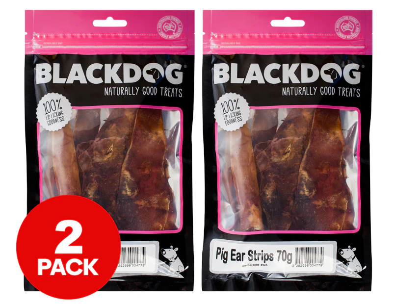 2 x Blackdog Pig Ear Strips Dog Treats 70g