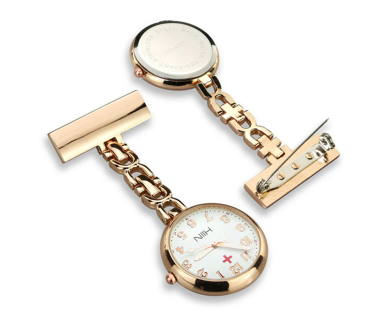 Fashion Rose Gold Nurse Fob Watch Large Face Nursing Pendant Pocket Watch