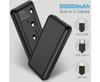 Black Power Bank 500000mAh 4USB External Backup Battery Charger For Mobile Phone